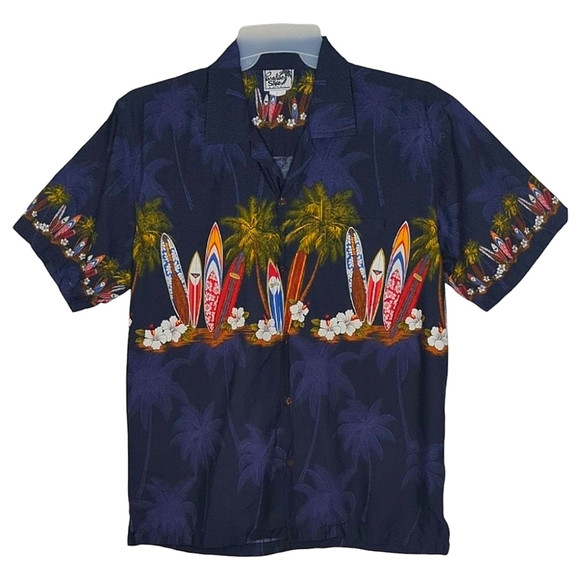 Paradise Style Hawaii Vintage Tropical Button Down Surf Shirt Blue Casual L - Picture 12 of 12